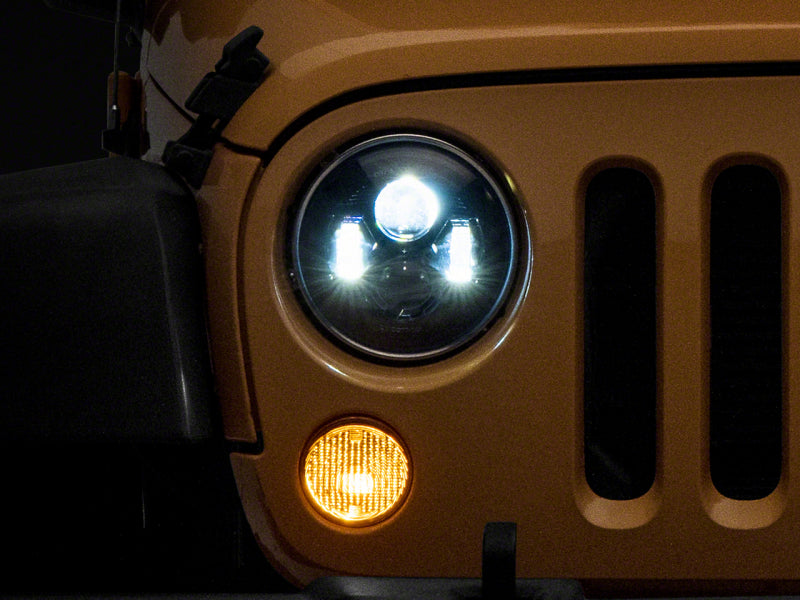 Raxiom 07-18 Jeep Wrangler JK 7-In LED Headlights- Blk Housing (Clear Lens) J154695 J154695 Photo - Primary