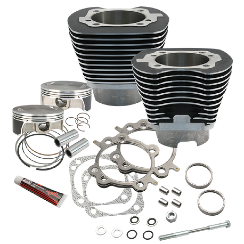 S&S Cycle 07-17 BT 117in Big Bore Cylinder Kit - Black Wrinkle 910-0221