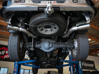 aFe Large Bore-HD 4in 409SS DPF-Back Exhaust System w/Polished Tips 20 GM Diesel Trucks V8-6.6L 49-44126-P 49-44126-P Photo - Mounted