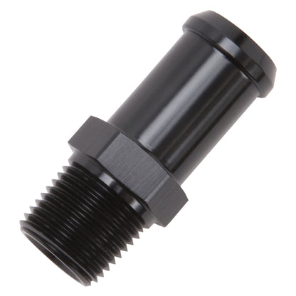 Edelbrock Hose End, Straight, 3/8" NPT TO 5/8" Barb, Black Anodize 8187 Photo - out of package