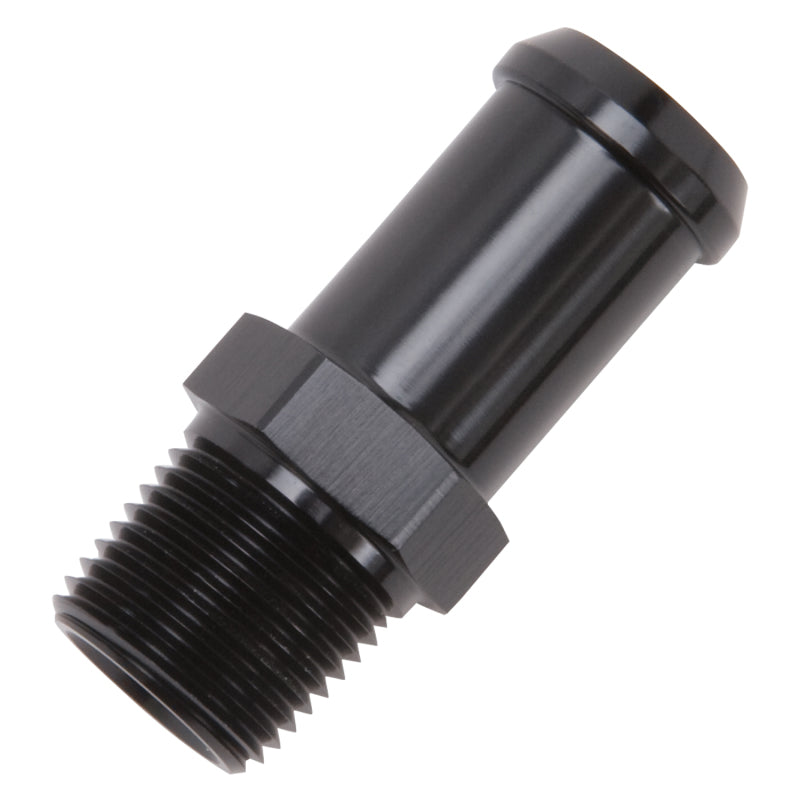 Edelbrock Hose End, Straight, 3/8" NPT TO 5/8" Barb, Black Anodize 8187 Photo - out of package