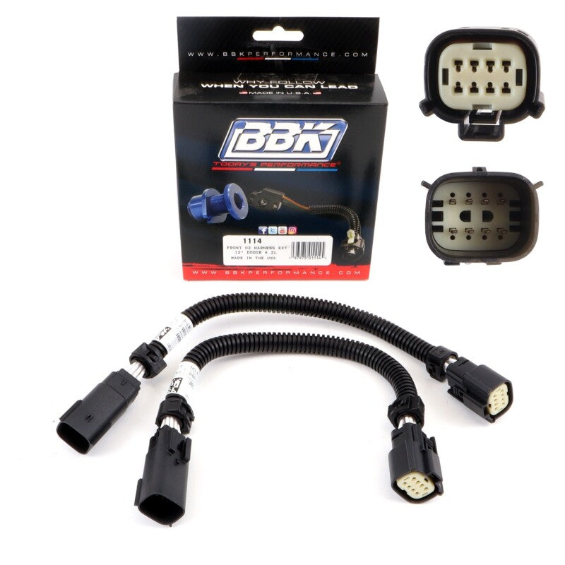 BBK 05-20 Dodge Hellcat 6.2L 6 Pin Front O2 Sensor Wire Harness Extensions 12 (pair) 1114 1114 Photo - Primary