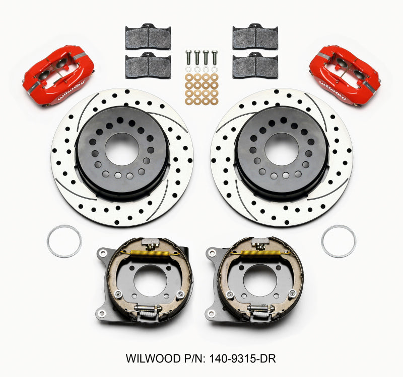 Wilwood FDL P/S Park Brake Kit, Drilled, Red, 12 Bolt, 2.75" offset, Staggered 140-9315-DR Photo - Primary