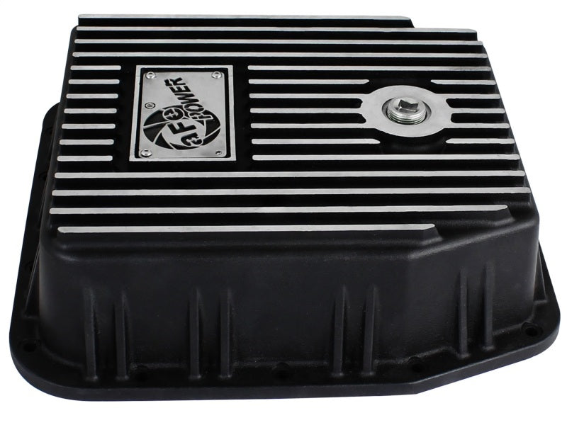 aFe Transmission Pan, Black w/ Machined Fins: Ford Trucks 93-08 (AODE/4R70 46-70222 Photo - Unmounted