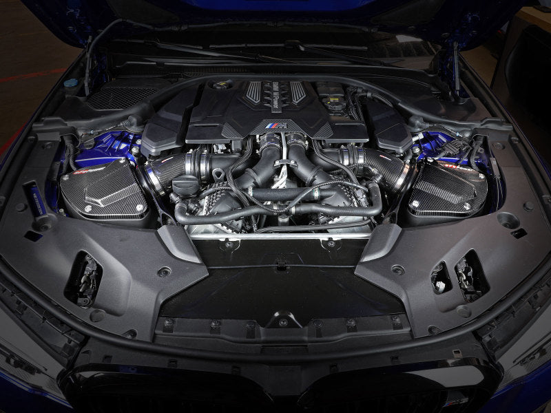 aFe Black Series Stage-2 Carbon Fiber Cold Air Intake System w/ Pro DRY S Media - 18-19 BMW M5 (F90) 58-10005D 58-10005D Photo - Mounted