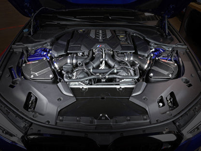 aFe Black Series Stage-2 Carbon Fiber Cold Air Intake System w/ Pro DRY S Media - 18-19 BMW M5 (F90) 58-10005D 58-10005D Photo - Mounted