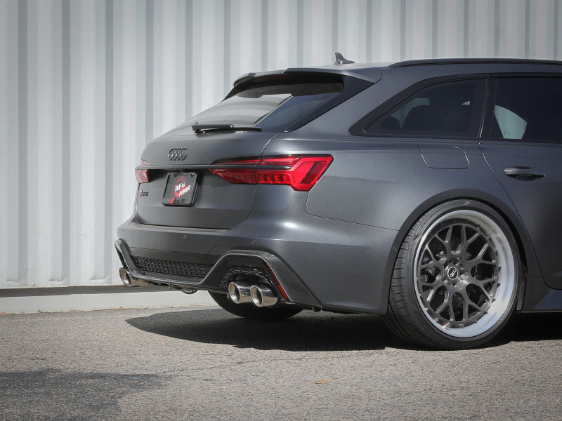 aFe 20-22 Audi RS6 Avant V8 4L(tt) MACH Force-Xp 3in to 2.5in 304 SS Cat-Back Exhaust w/Polished Tip 49-36448-P 49-36448-P Photo - Mounted
