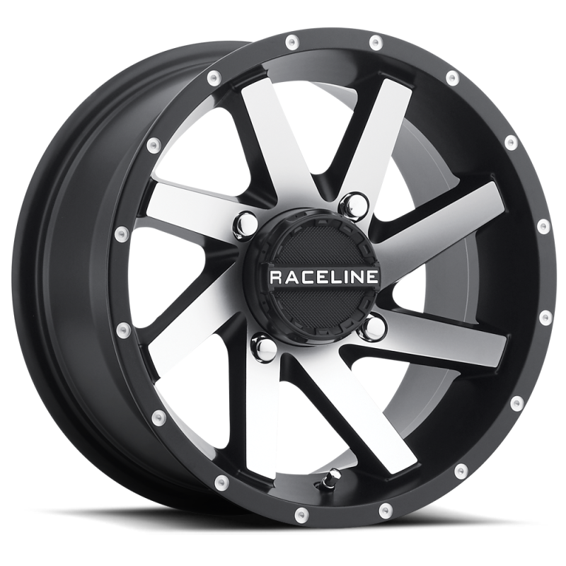 Raceline A82M Twist 14x7in / 4x110 BP / 10mm Offset / 83.8mm Bore - Black & Machined Wheel A82M-47011-52 A82M-47011-52 Photo - Primary