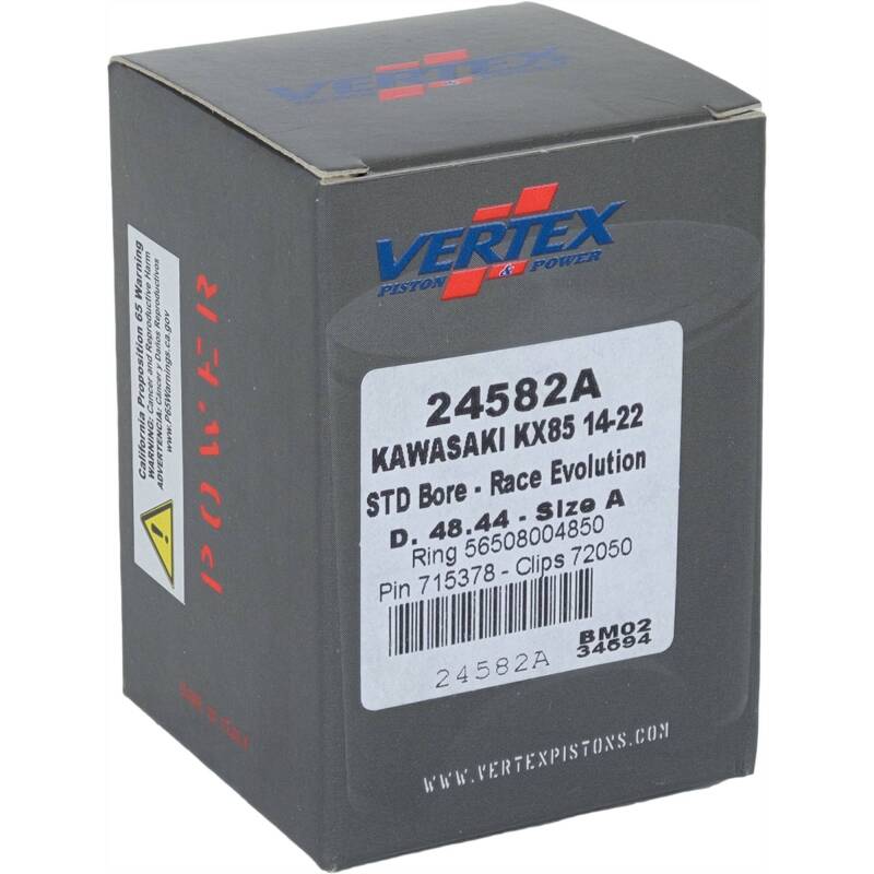 Vertex Pistons Vertex Piston 14-24 Kawasaki KX 85 85cc Cast Race Evolution Piston Kit 24582A 24582A Photo - Primary