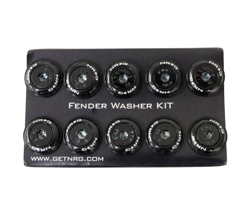 NRG Fender Washer Kit, Set of 10, Black w/ Color Matched Bolts, Rivets FW-150BK Photo - Primary