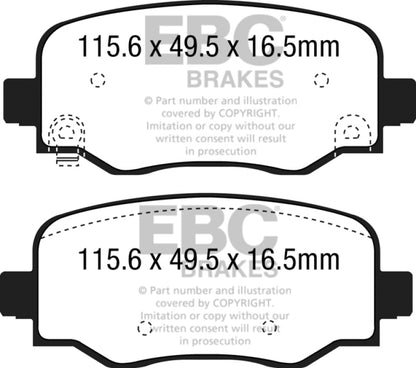 EBC 15+ Fiat 500X 1.4 Turbo Yellowstuff Rear Brake Pads DP42237R DP42237R Photo - Primary
