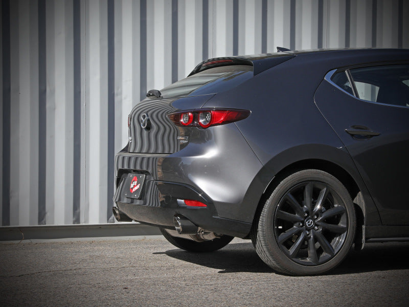 aFe 19-22 Mazda 3 L4 2.5L Takeda 3in to 2-1/2in 304 SS Axle-Back Exhaust w/ Carbon Fiber Tip 49-37023-C 49-37023-C Photo - Mounted