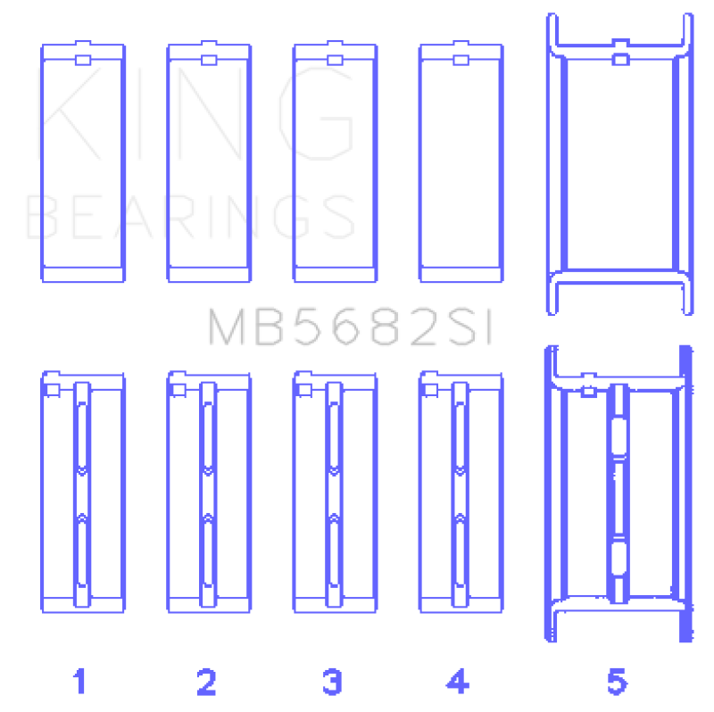 King Engine Bearings King gm 496ci/8.1L 16v (Size STD) Performance Main Bearing Set MB5682SI MB5682SI Photo - Primary