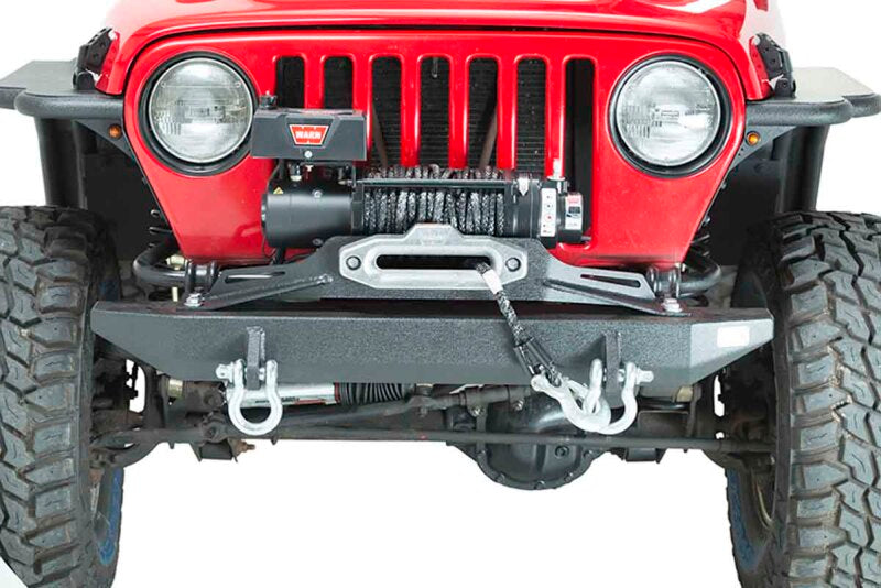 Fishbone Offroad 97-06 Jeep Wrangler TJ Winch Plate Steel - Black Textured Powdercoat Piranha Series FB21052 FB21052 Photo - lifestyle view