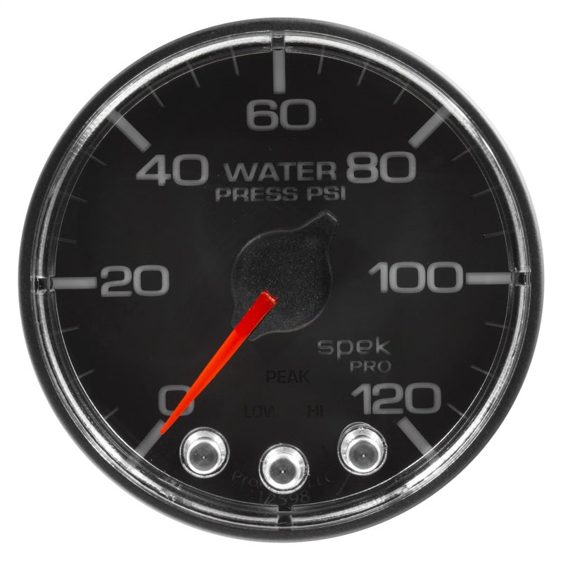 Autometer Spek-Pro Gauge Water Press 2 1/16in 120psi Stepper Motor W/Peak & Warn Blk/Chrm P345318 P345318 User 2