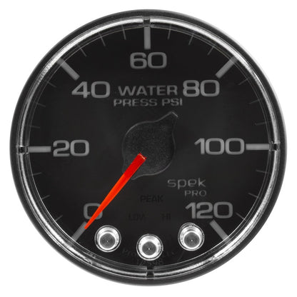 Autometer Spek-Pro Gauge Water Press 2 1/16in 120psi Stepper Motor W/Peak & Warn Blk/Chrm P345318 P345318 User 2