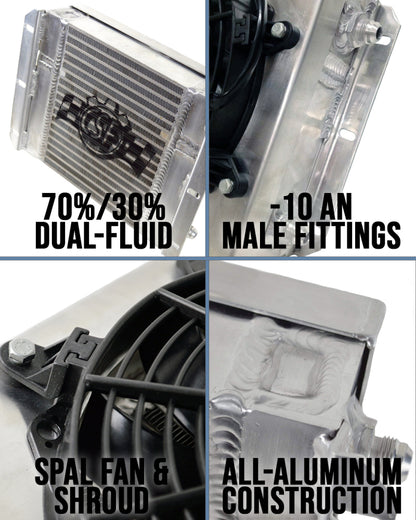 CSF Dual Fluid Bar & Plate HD Oil Cooler w/9in SPAL Fan (1/3 & 2/3 Partition) - 13.8in L x 10in H 8026 8026 Brochure - A general brochure describing a brand, company, product line.  If brochure in question is for a specific product, use code PDB.