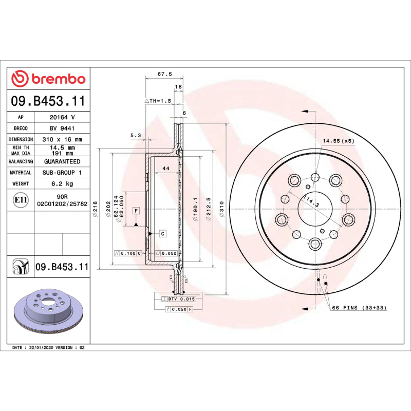 Brembo OE BRE UV Coated OE Equiv Rotors Brakes, Rotors & Pads Brake Rotors - OE main image