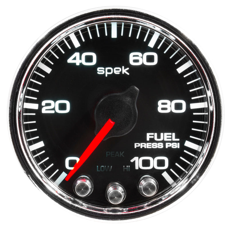 Autometer Spek-Pro Gauge Fuel Press 2 1/16in 100psi Stepper Motor W/Peak & Warn Blk/Chrm P31431 P31431 User 1