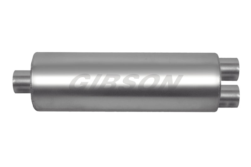 Gibson SFT Superflow Offset/Dual Round Muffler - 8x24in/3in Inlet/2.25in Outlet - Stainless 758300S 758300S Photo - Primary