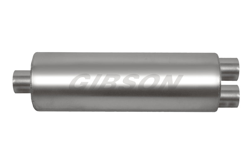 Gibson SFT Superflow Center/Dual Round Muffler - 7x24in/3in Inlet/2.5in Outlet - Stainless 789800S 789800S Photo - Primary