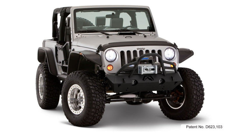 Bushwacker 07-18 Jeep Wrangler Flat Style Flares 4pc Fits 2-Door Sport Utility Only - Black 10919-07 10919-07 Photo - Mounted