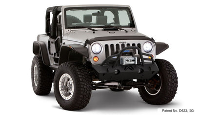 Bushwacker 07-18 Jeep Wrangler Flat Style Flares 4pc Fits 2-Door Sport Utility Only - Black 10919-07 10919-07 Photo - Mounted