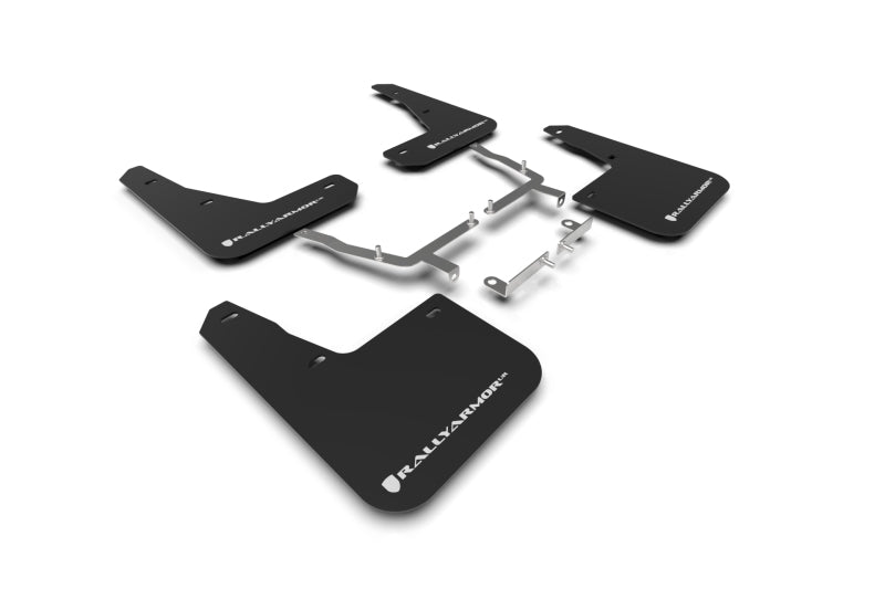 Rally Armor 19-22 Ford Focus ST MK4 (Hatch) Black UR Mud Flap w/ White Logo MF77-UR-BLK/WH MF77-UR-BLK/WH Photo - Primary