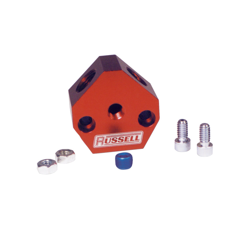 Russell Billet Aluminum Fuel Y-Blocks 3/8" In/Out 650370 Photo - Primary