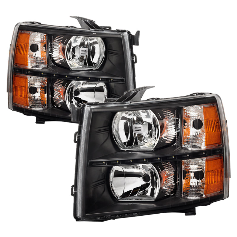 SPYDER Xtune Chevy Silverado 07-13 Crystal Headlights w/ LED Black HD-JH-CS07-LED-BK 9032967 9032967 Photo - Primary