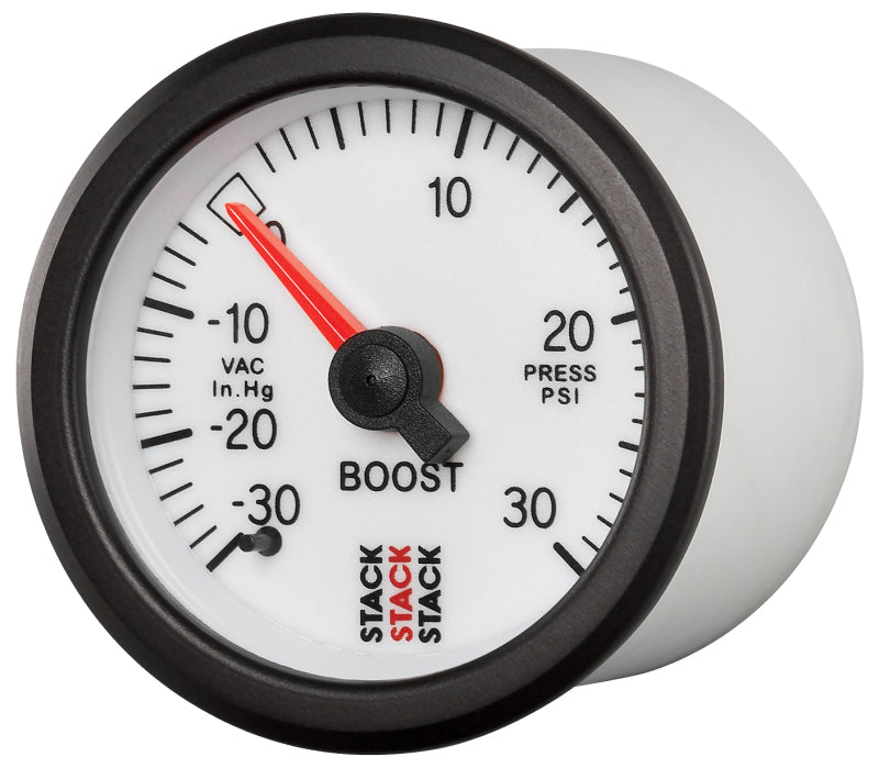 Autometer Stack 52mm -30INHG to +30 PSI (Incl T-Fitting) Mechanical Boost Pressure Gauge - White ST3162 ST3162 User 2