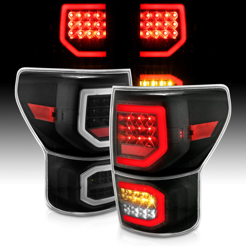 ANZO 2007-2013 Toyota Tundra LED Taillights Plank Style Black w/Clear Lens 311336 311336 Photo - Unmounted
