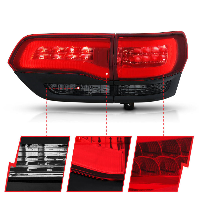 Anzo 2014-2016 Jeep Grand Cherokee LED Taillights Red/Smoke 311269 Photo - Unmounted