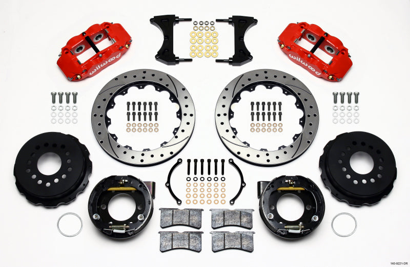 Wilwood FNSL4R Rear P-Brk Kit, 12.88", Drill, Red, 2005-2014 Mustang 140-9221-DR Photo - Primary