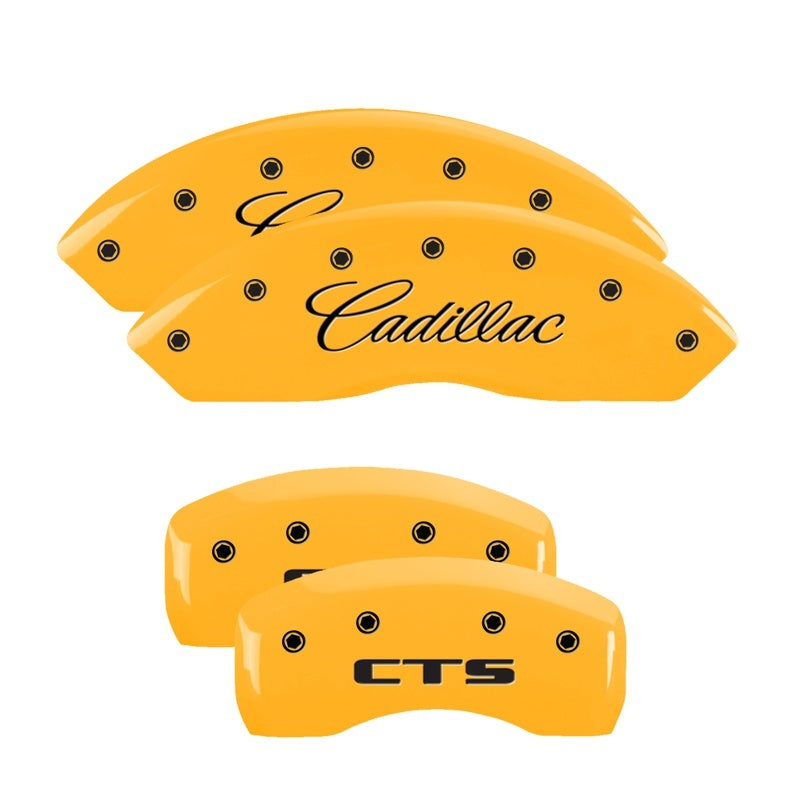 MGP 4 Caliper Covers Engraved Front Cadillac Rear CTS Yellow Finish Black Char 2004 Cadillac CTS 35010SCTSYL 35010SCTSYL Photo - Primary