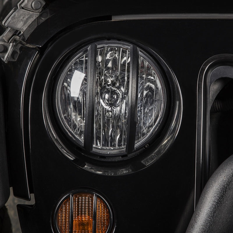 Rugged Ridge Elite Euro Guard Kit,Pivotal,Headlight,Black;07-18 Wrangler JK/JKU 11230.13 Photo - Mounted
