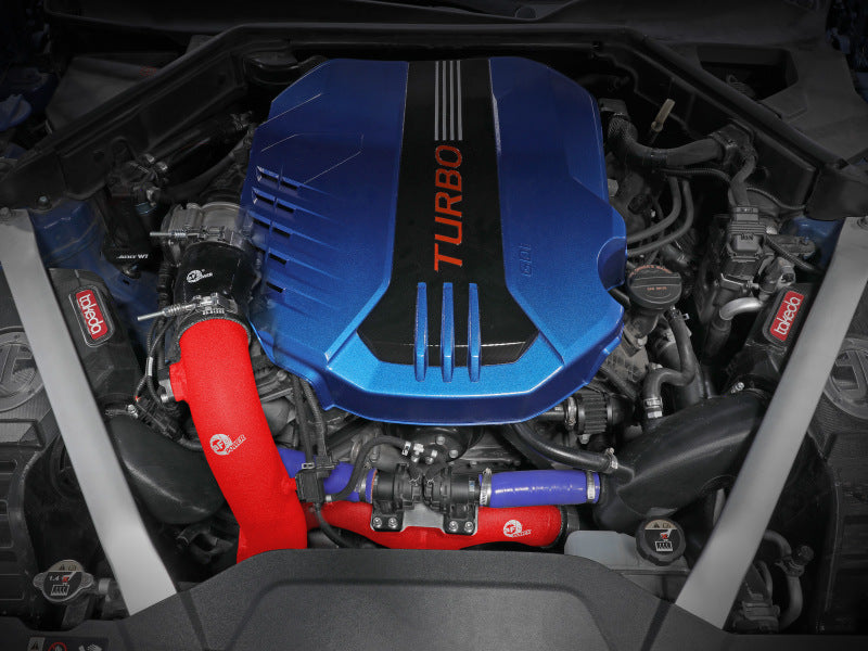 aFe 2018-2020 Kia Stinger 19-22 G70 BladeRunner 3in Aluminum Hot Charge Pipe Red 46-20508-R 46-20508-R Photo - Mounted