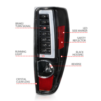 ANZO 2004-2012 Chevrolet Colorado/ GMC Canyon LED Tail Lights w/ Light Bar Black Housing 311382 311382 Photo - Unmounted