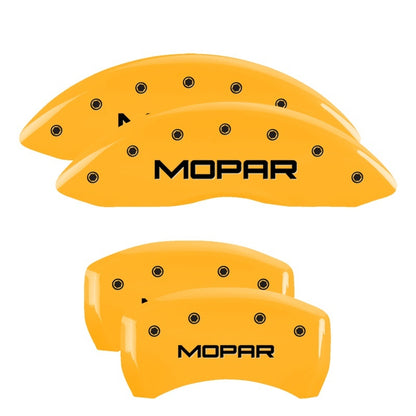 MGP 4 Caliper Covers Engraved Front & Rear MOPAR Yellow finish black ch 12181SMOPYL 12181SMOPYL Photo - Primary