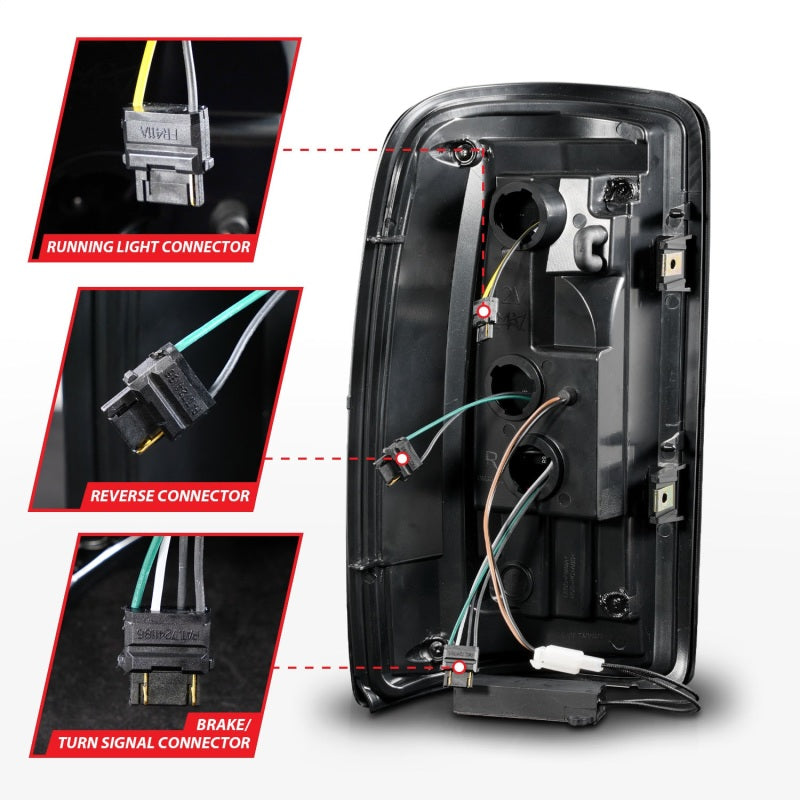 ANZO 00-06 Chevrolet Tahoe / GMC Yukon Full LED Taillights w/ Lightbar Black Housing/Clear Lens 311448 311448 Photo - Unmounted