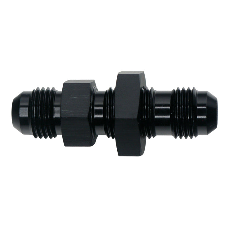 DeatschWerks 6AN Male Flare to 6AN Male Flare Bulkhead Adapter (Incl Nut) - Anodized Matte Black 6-02-0708-B 6-02-0708-B Photo - Primary