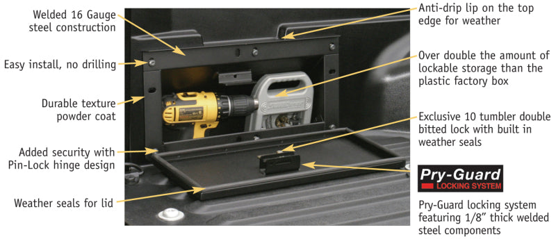 Tuffy Products Tuffy Toyota Tacoma Truck Bed Security Lockbox 161-01 161-01 Photo - Close Up