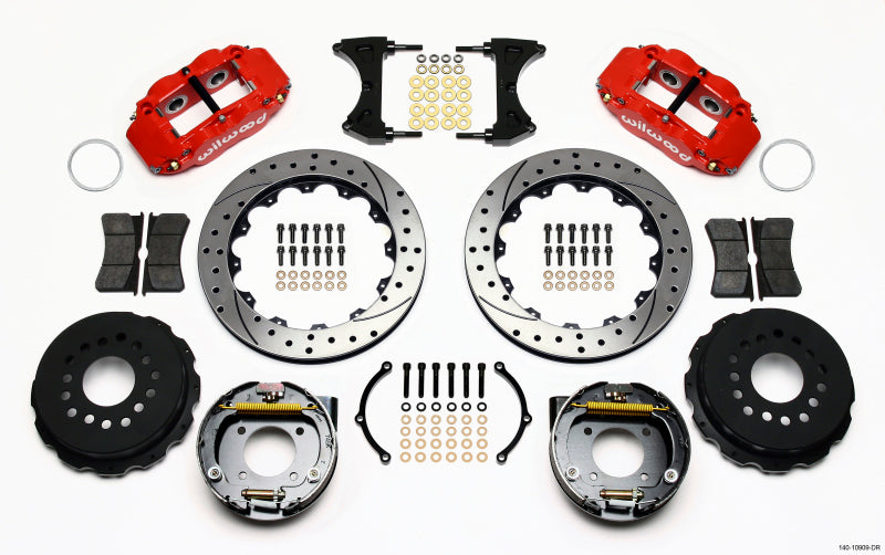 Wilwood FNSL4R Rear P-Brk Kit,12.88", Drilled, Red Chevy 12 Bolt-Spec 3.15" 140-10909-DR Photo - Primary