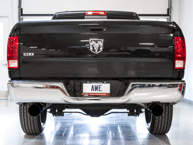 AWE Tuning 09-18 RAM 1500 5.7L (w/o Cutout) 0FG Dual Rear Exit Cat-Back Exhaust - Diamond Black Tips 3015-33104 3015-33104 Photo - Mounted