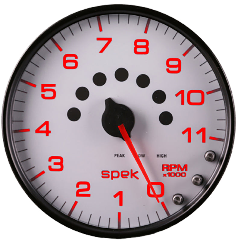 Autometer Spek-Pro Gauge Tachometer 5in 11K Rpm W/Shift Light & Peak Mem White/Black P23912 P23912 User 3