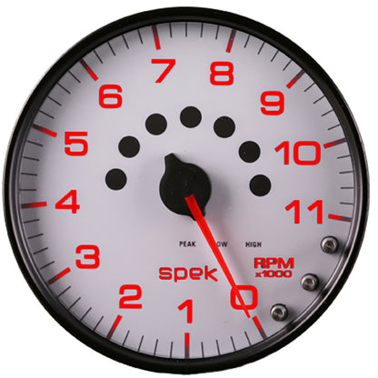 Autometer Spek-Pro Gauge Tachometer 5in 11K Rpm W/Shift Light & Peak Mem White/Black P23912 P23912 User 3