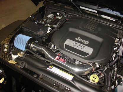 Injen 12-18 Jeep Wrangler JK 3.6L V6 Wrinkle Black Short Ram Intake w/ Open Filter PF5004WB PF5004WB Photo - Mounted