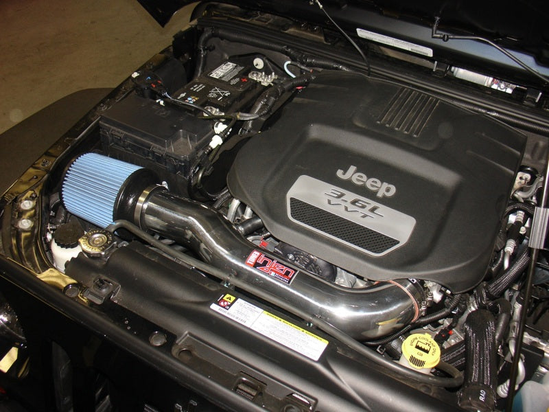 Injen 12-18 Jeep Wrangler JK 3.6L V6 Wrinkle Black Short Ram Intake w/ Open Filter PF5004WB PF5004WB Photo - Mounted
