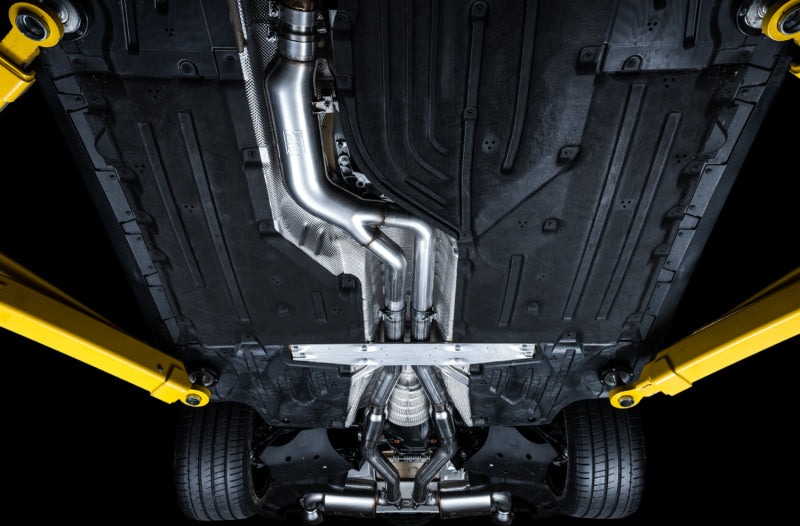 AWE 2020 Toyota Supra A90 Resonated Touring Edition Exhaust - 5in Chrome Silver Tips 3015-32118 3015-32118 Photo - Mounted