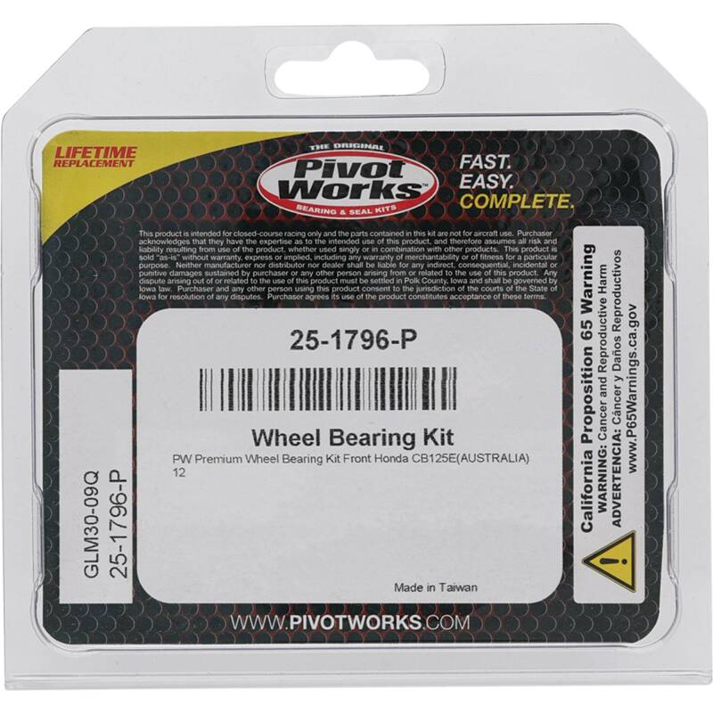 Pivot Works Honda Wheel Bearing Kit Premium Bearings 25-1796-P 25-1796-P Photo - Primary